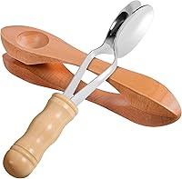 Vista 1 de SUPVOX 2 cucharas musicales de percusión folclórica, cuchara de sonido de madera natural, cucharas de percusión tradicionales con mango de madera