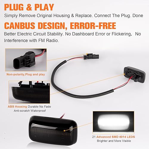 Miniatura 6 de 4 luces LED blancas de marcador lateral de guardabarros para la parte trasera de la cama, compatible con Chevy Silverado 2015-2020, GMC Sierra