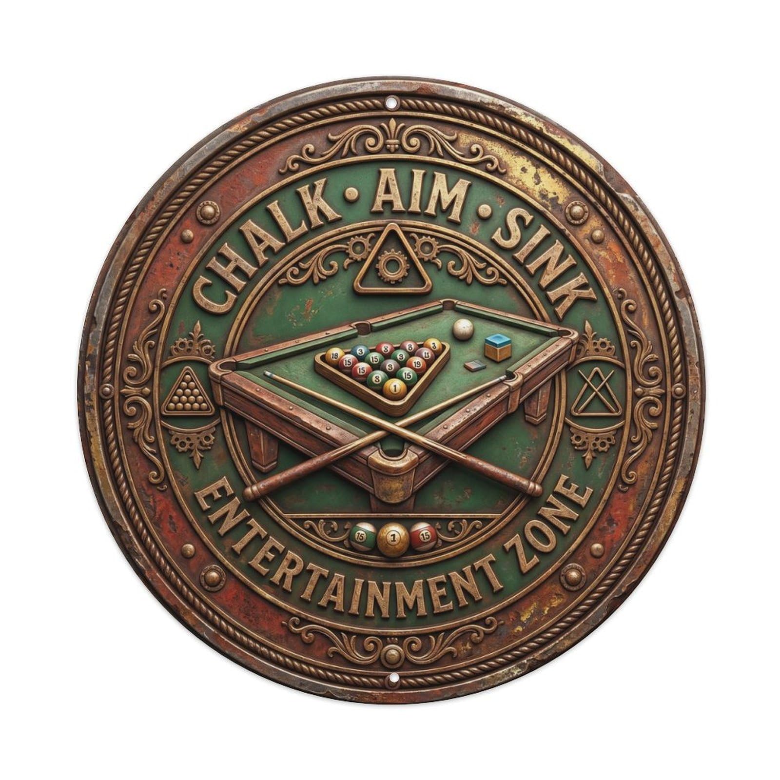 Cwbufd Vintage Style Chalk Aim Sink Entertainment Zone Vintage Metal Tin Sign Plaque Wall Decor For Cafe, Club Bar, Office, Garden Metal Poster 8X8inch
