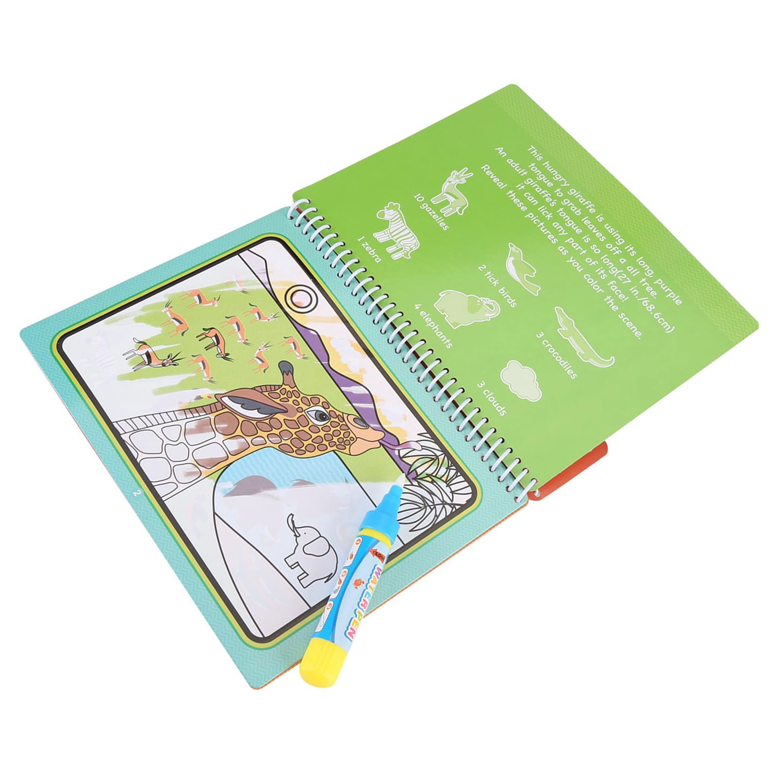 Livre De Coloriage à L'eau Réutilisable – Thème Animaux – 22x22 Cm – Sans Bavure – Idéal Voyage, Cadeau éducatif Sans écran