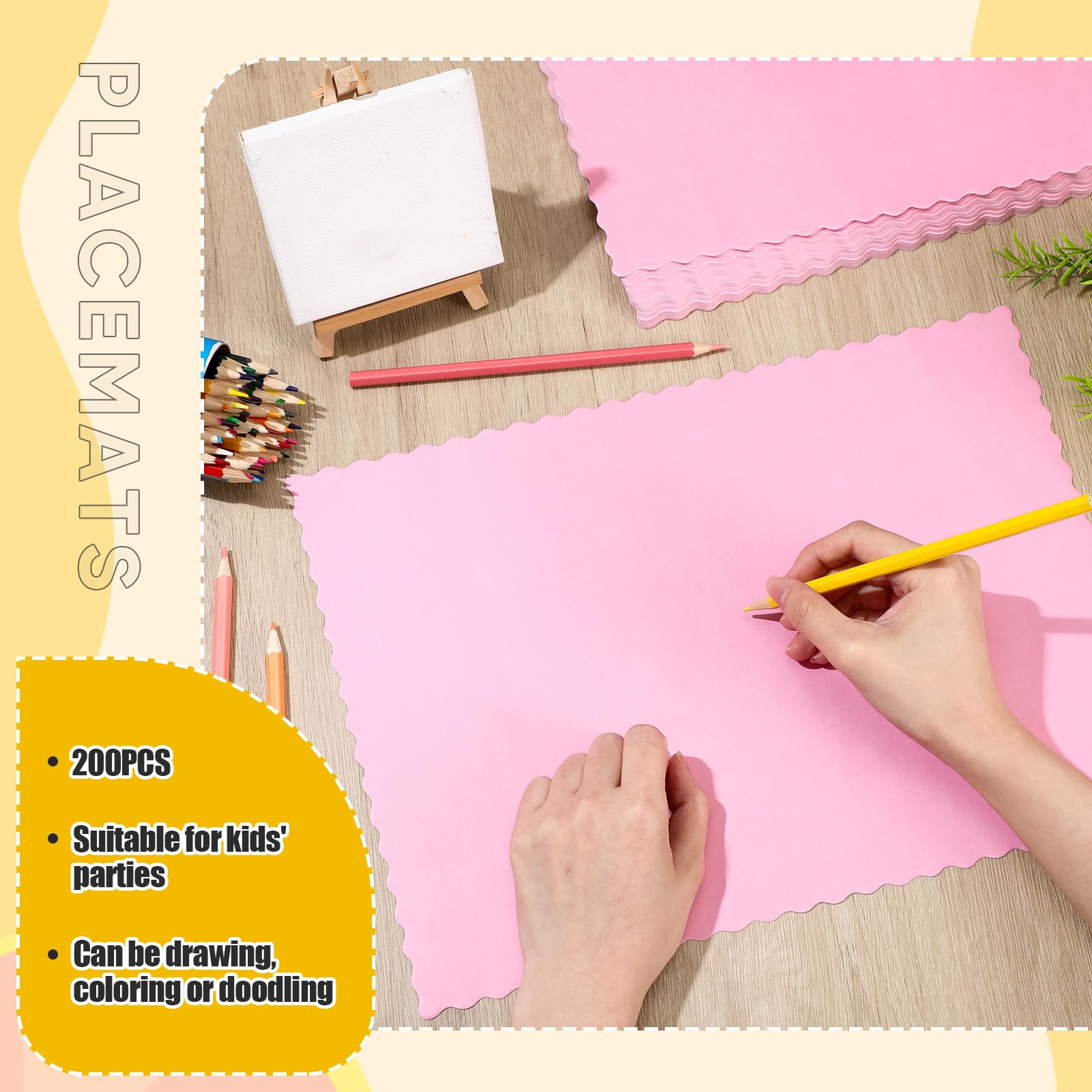 Paper Placemats - Disposable - Scalloped Edge (100, Pink - View #10