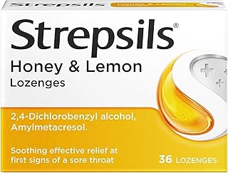 Strepsils Honey Lemon Lozenges, 36 Count - Fast Acting Sore Throat Relief, Soothes Fights Viral/Bacterial Infections, Effective Medication For Quick Comfort