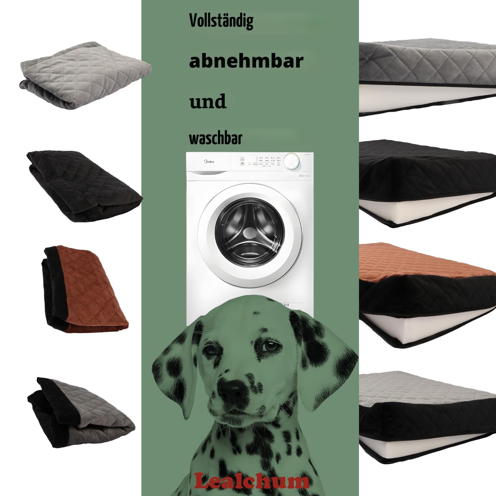 Lealchum Hundeautositz für große Hunde, weicher Stoff Auto Hundebett Füllung Memory Foam, Autositz für Hunde mit 2 Clip-On Hundeleinen, Abnehmbarer und waschbarer Haustier Autositz (Grey,Large)