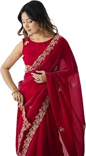 SIRIL Women's Tissue Sequence Embroidery Saree with Unstitched Blouse Piece Price In India