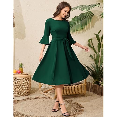burberry green silk dress Sheath/Column Elegant 2 Pieces Sleeves Solid Color Dark Green Wedding main image 0
