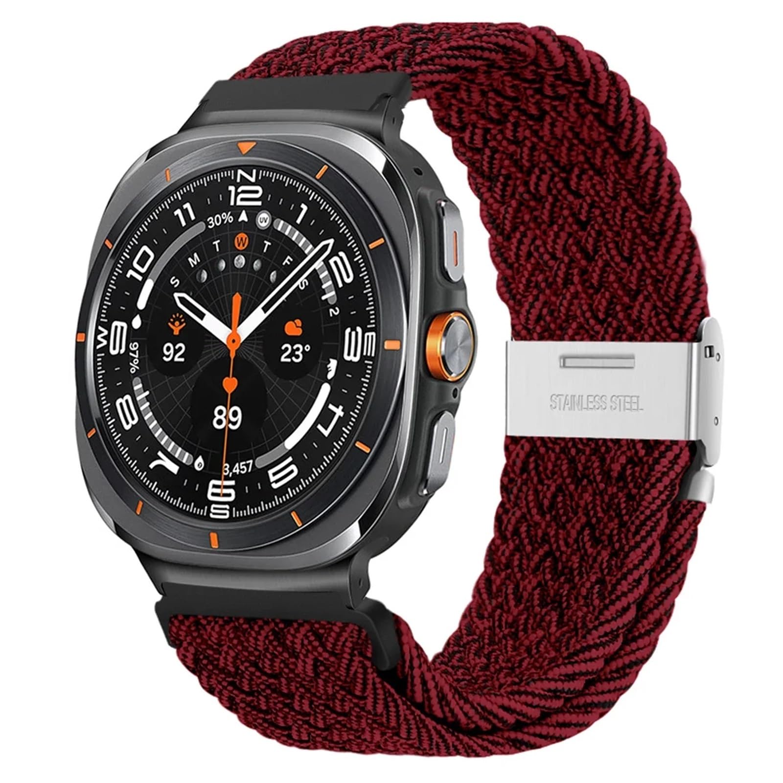 Para Galaxy Watch Ultra 47 mm Correas de reloj Nylon Elástico Trenzado Solo Loop Correa Pulsera