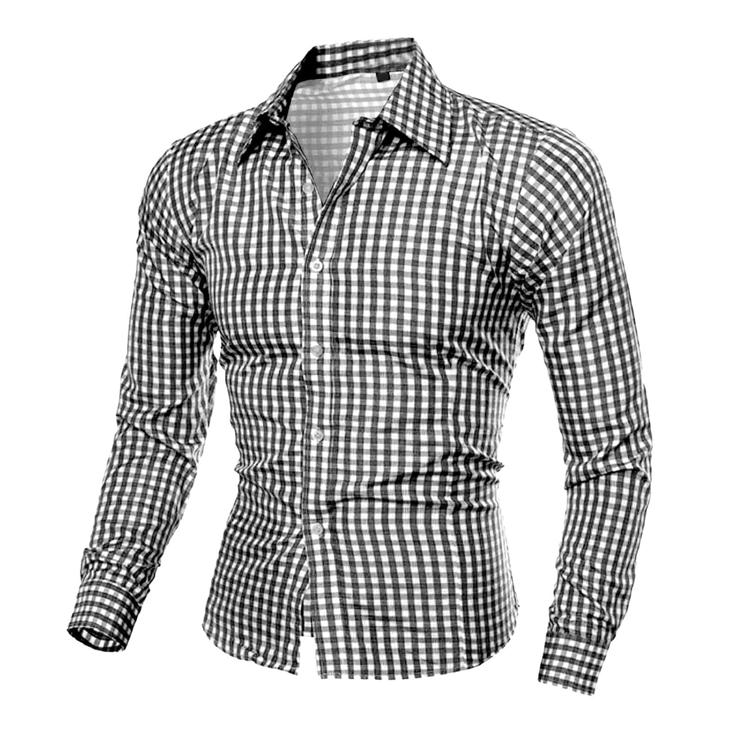 Mens Plaid Button Down Shirt Long Sleeve Dress Shirts for Men Casual Regular Fit Work Shirt Gingham Tops