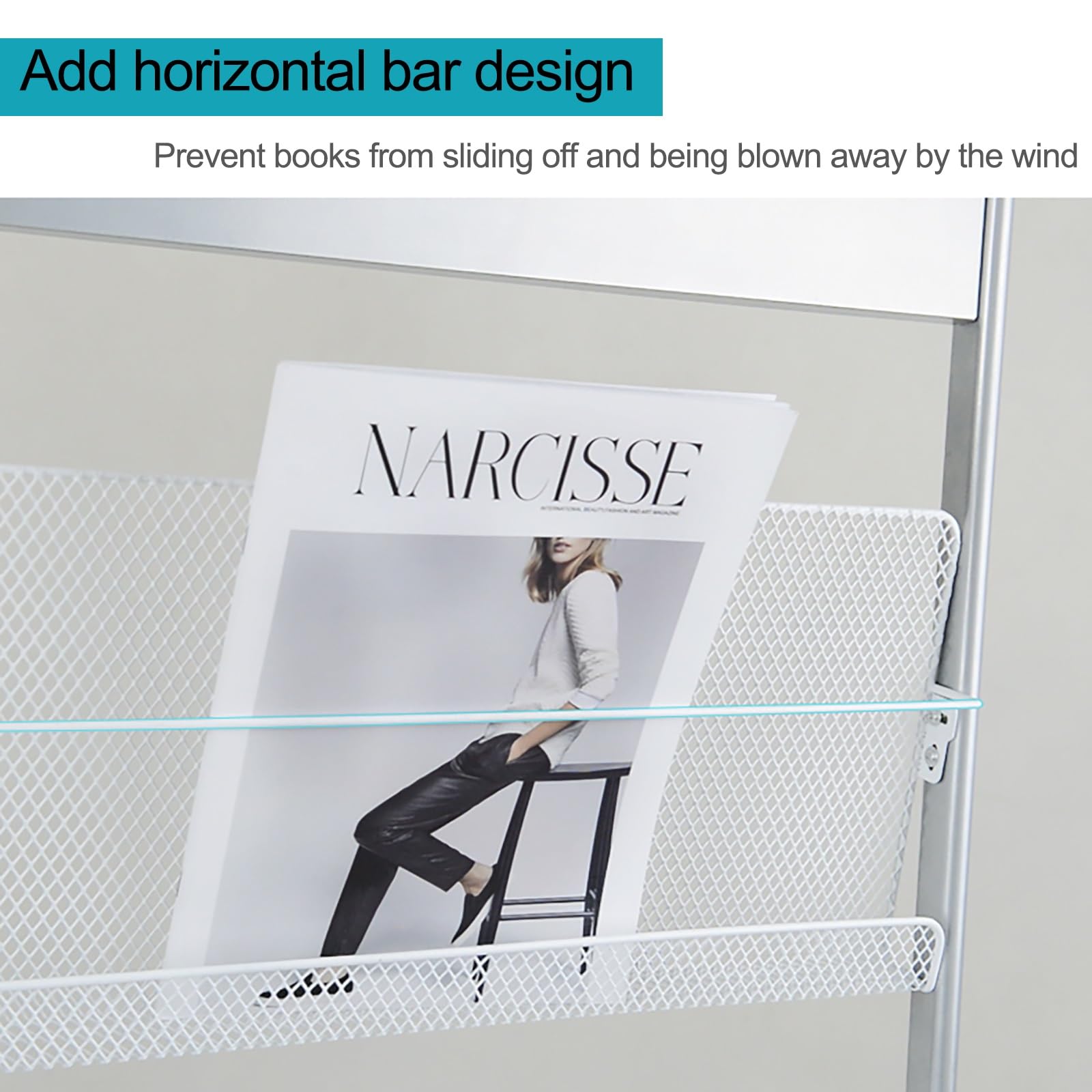 Portariviste da Terra in Metallo Espositore per Brochure e Cataloghi Portatile, Porta Brochure in Acciaio con Scomparti per Brochure e Riviste(Black,125cm/49.2in)