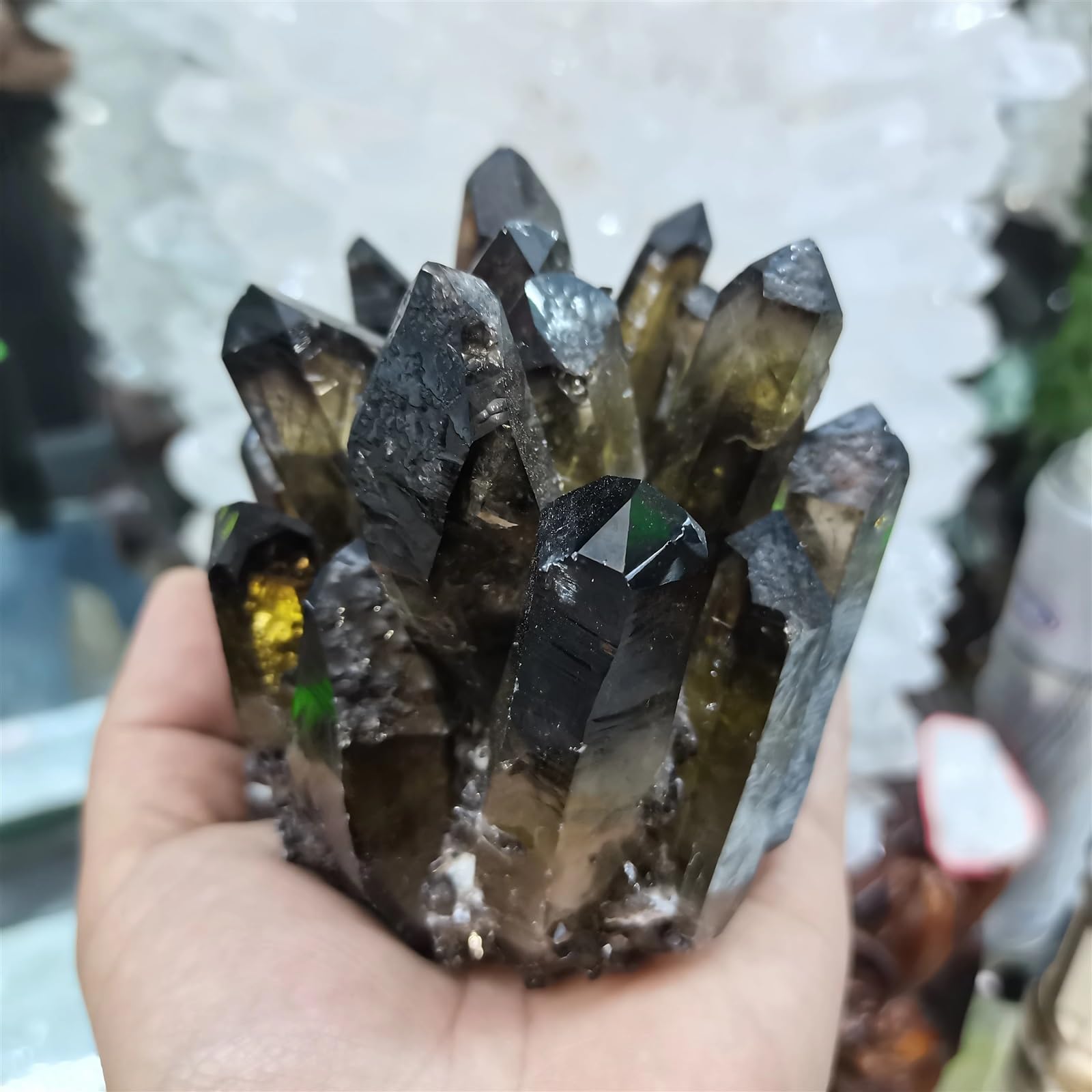 AUOQKQUT Quartz Crystal Stone Geode Druz Gems Minerals Cluster Gift Ornaments for Home Decoration Ornaments (Size : 400-500g)