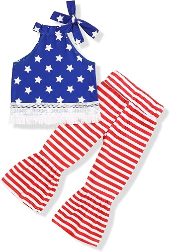 Amazon.com: Xuuly Conjunto de 2 piezas de ropa para bebé niña del 4 de julio,  diseño de rayas de estrellas de Estados Unidos : Ropa, Zapatos y Joyería