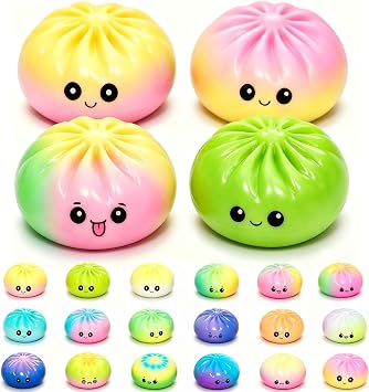 4Pcs Dumpling Squishies Mystery Box,18 Colors Random Mystery Glitter Dumpling Squishies Toy, 2026 Upgrade Colorful Stress Balls Fidget Sensory Toy Desk Toys Random 4 Colors