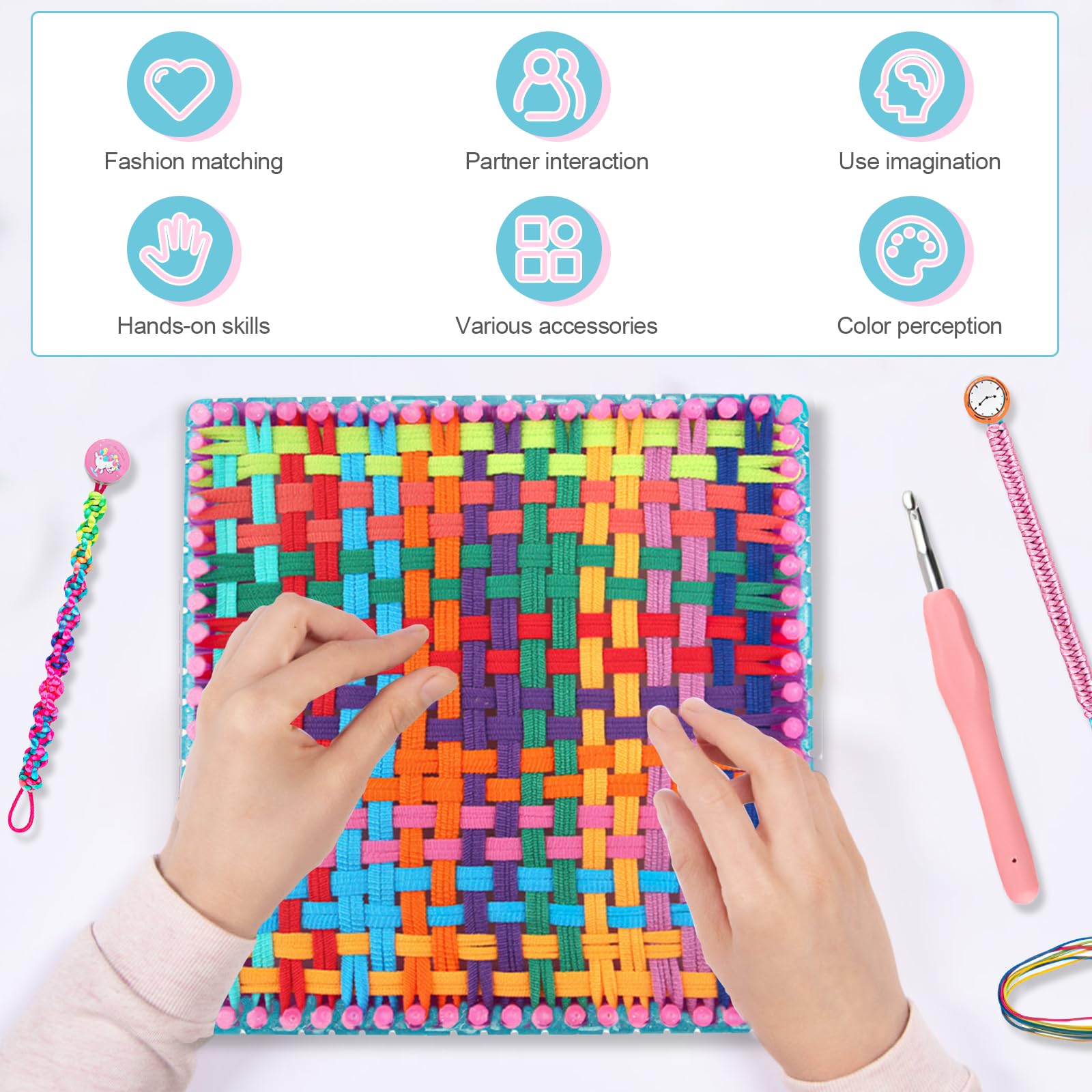 LetCart 288 Pezzi Kit Braccialetti Colorati per Bracciale Loom Bands Kit, Kit per Fare Braccialetti di Gomma per Ragazzi e Ragazze, Regalo di Tessitura, Set Creativo Fai-da-Te per Ragazze