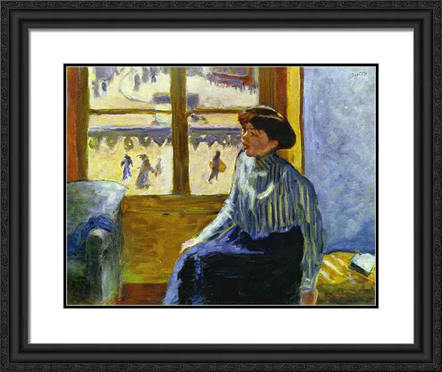 ArtDirect Bonnard, Pierre 24x20 Black Modern Framed Art Print Titled: Young Woman Before the Window