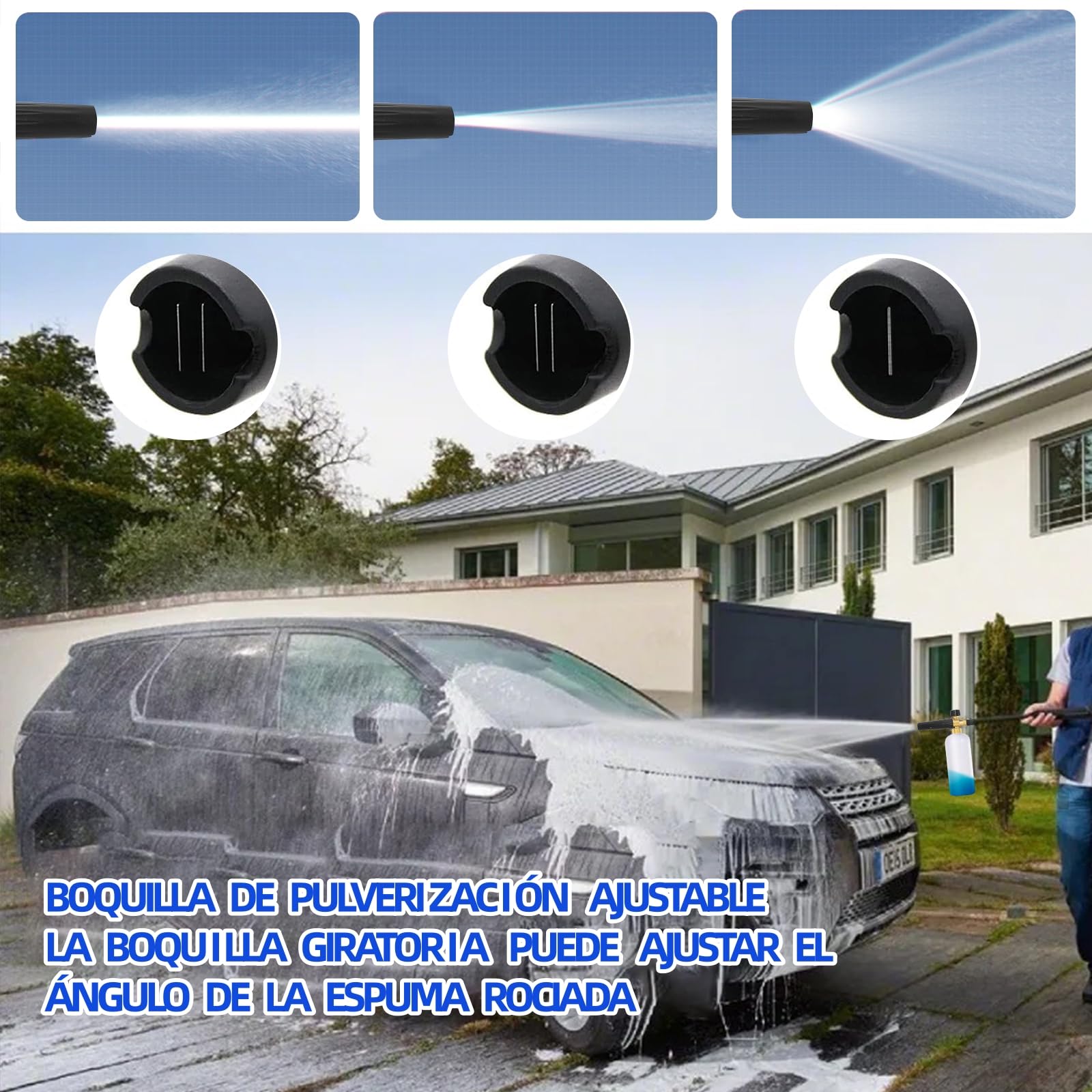 Espuma para nieve Espuma de jabón para el lavado de autos Lance con boquilla de espuma ajustable, botella dispensadora de jabón y adaptador de hilo para lavadora de presión LAVOR