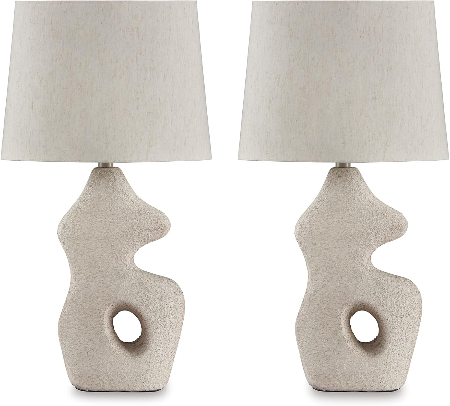 Signature Design by Ashley Chadrich Contemporary Paper Composite Table Lamp Set with 3-Way Switch, Set of 2, Beige