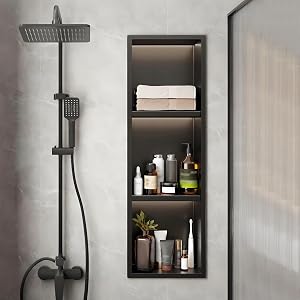 Stainless Steel Shower Niche - Waterproof Recessed Storage Caddy No Tile Needed Bathroom Wall Organizer Shelves Ideal for