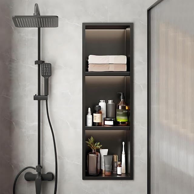 Stainless Steel Shower Niche - Waterproof Recessed Storage Caddy No Tile Needed Bathroom Wall Organizer Shelves Ideal for