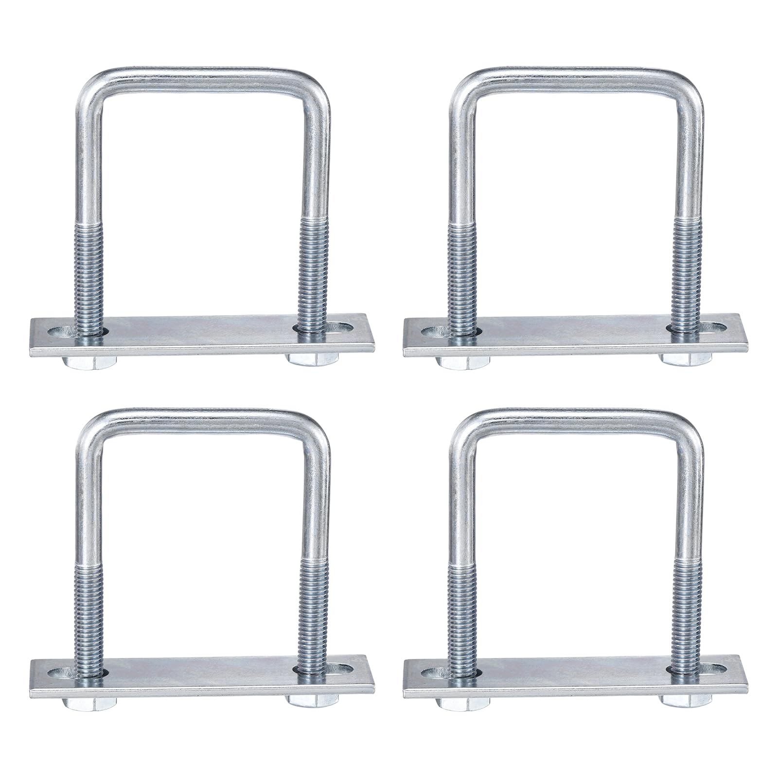 sourcing map 4Pcs Leaf Spring Clamp Kit M8 Square U-Bolts Clamp Fits Leaf Springs Up to 2" Wide Locks Leaf Springs with Screws for Better Control of Axle Torque Trailer Truck Boat 3-1/8" l