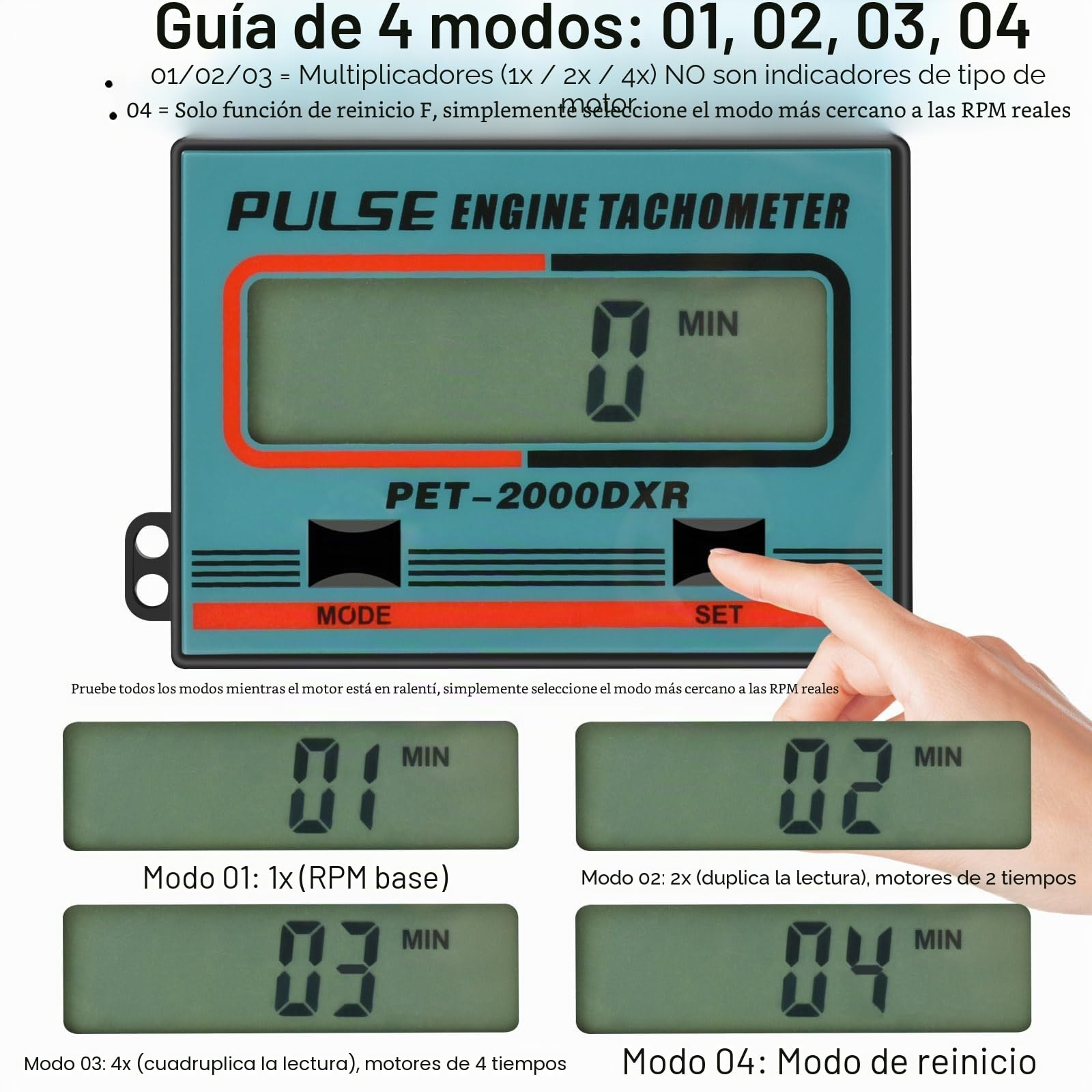Tacómetro Digital Inducción Drehzahlmesser Moto Pulso Mini Motosierra Tacómetro Pequeños Motor RPM Velocímetro con Clip,para Cortacésped,Desbrozadora,Generador, Marina,Barco,Drehzahlmesser Bicicleta