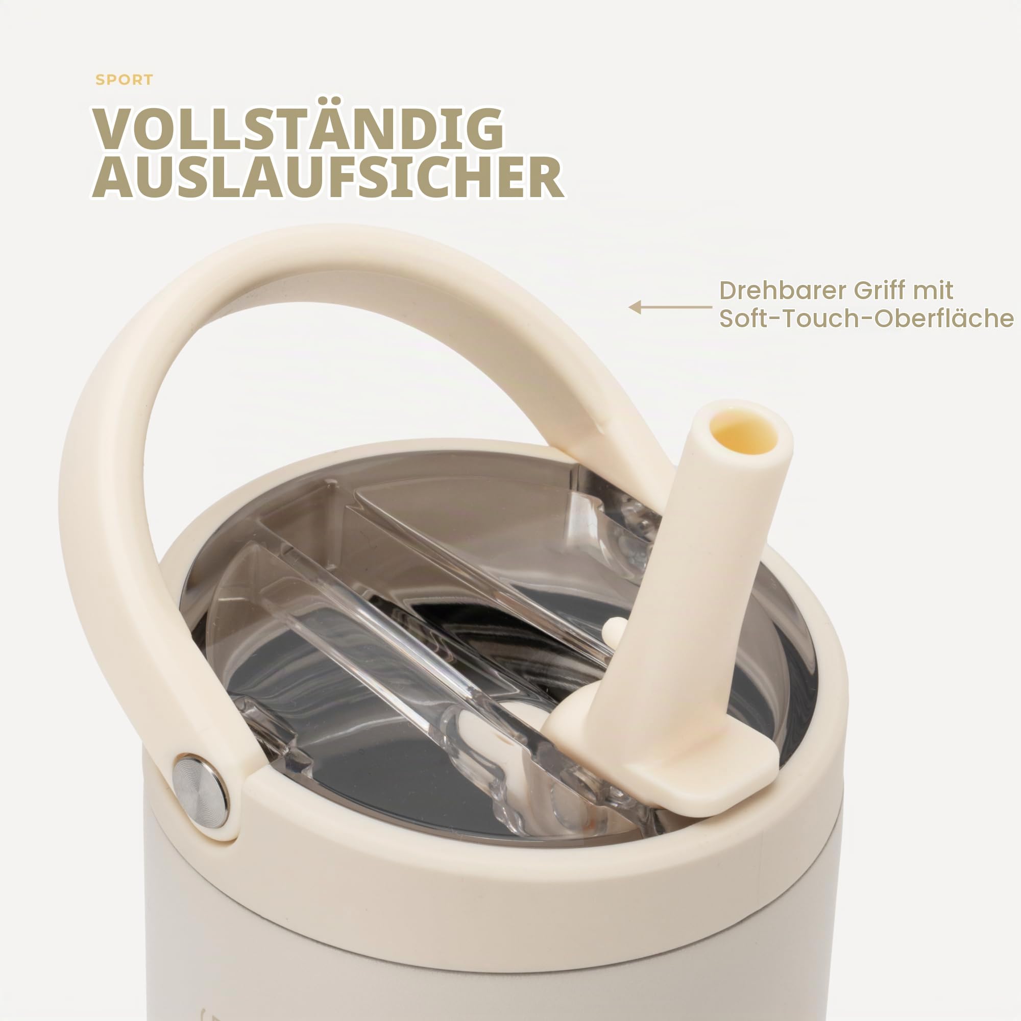 HydraJug Sport – Edelstahl-Trinkbecher mit Strohhalm, vakuumisoliert, 1,18 l auslaufsichere Wasserflasche, ergonomisches Design, wiederverwendbar, spülmaschinenfest, Gummifuß, langlebig für