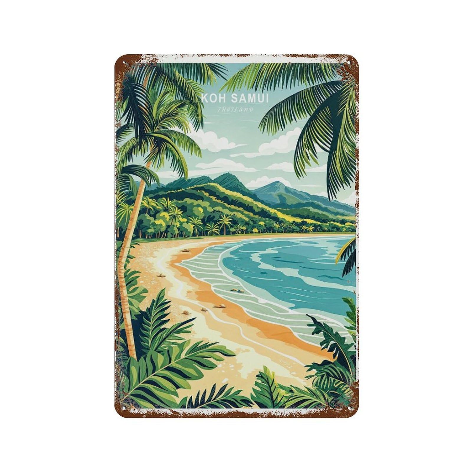 xiaoxiaoshen Koh Samui Travel Thailand Coast Wedding Gifts Wall Decor Art Metal Tin Poster Modern Home Decor Art Home Bar Shop Decorations Vintage Sign 30x20cm