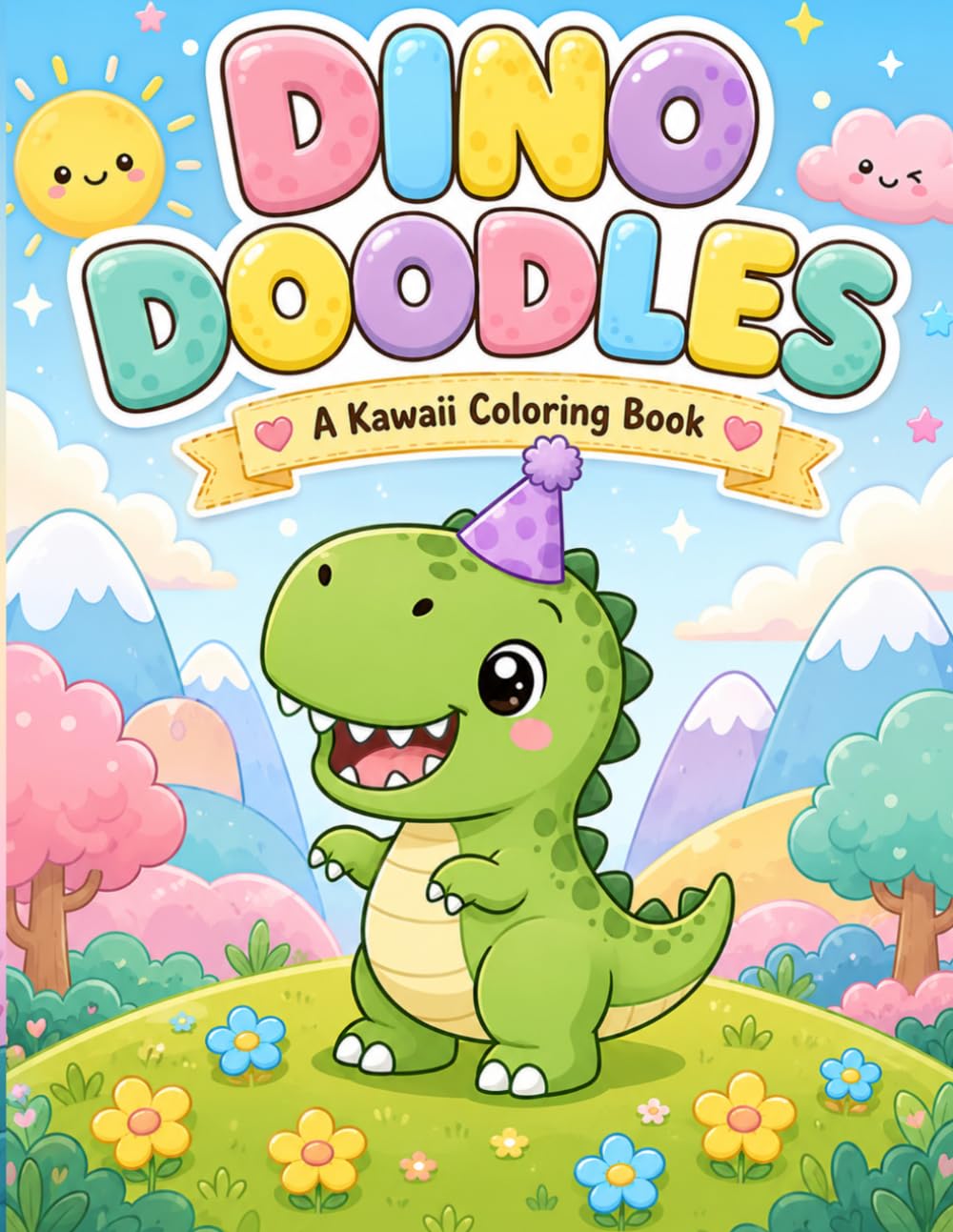 Dino doodles: An Adorable Prehistoric Coloring Adventure filled with Cute and Easy Kawaii Dinosaurs for Kids