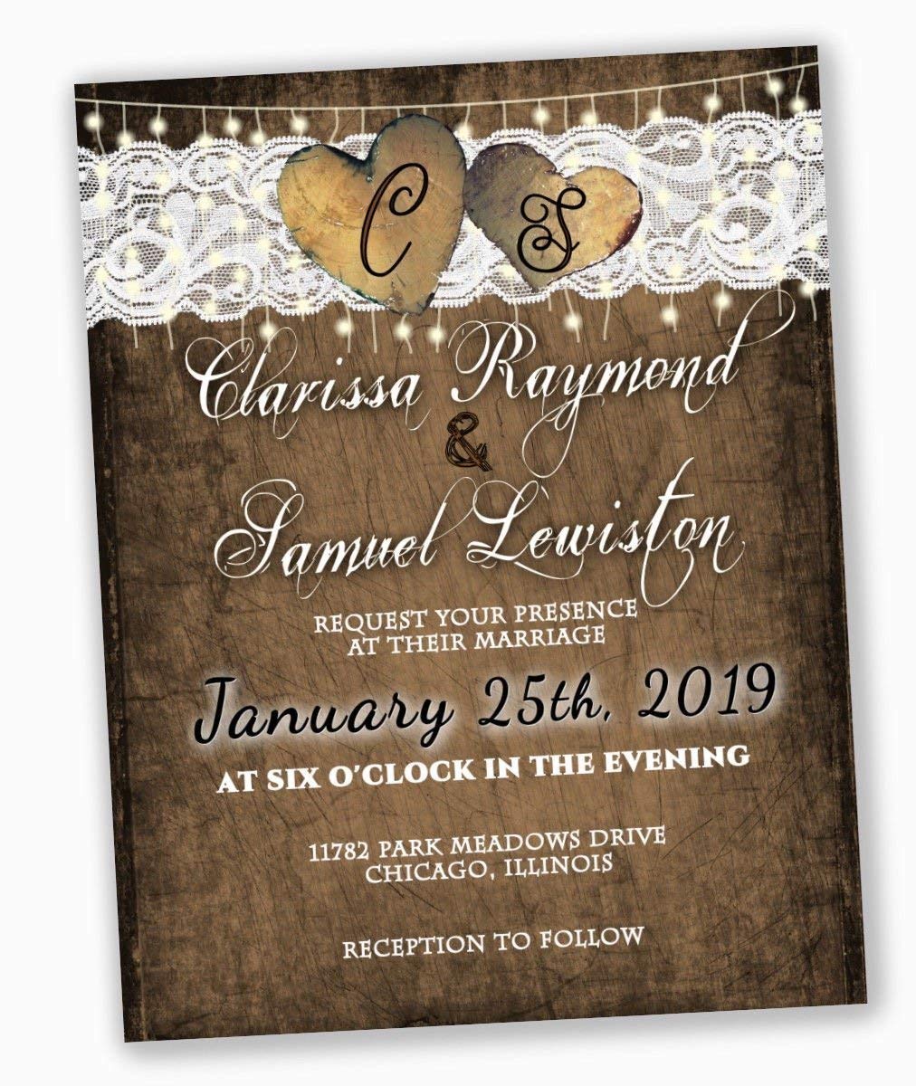 Personalized Custom Rustic Wedding Tie The Knot Invitations with Rsvp Cards and Envelopes