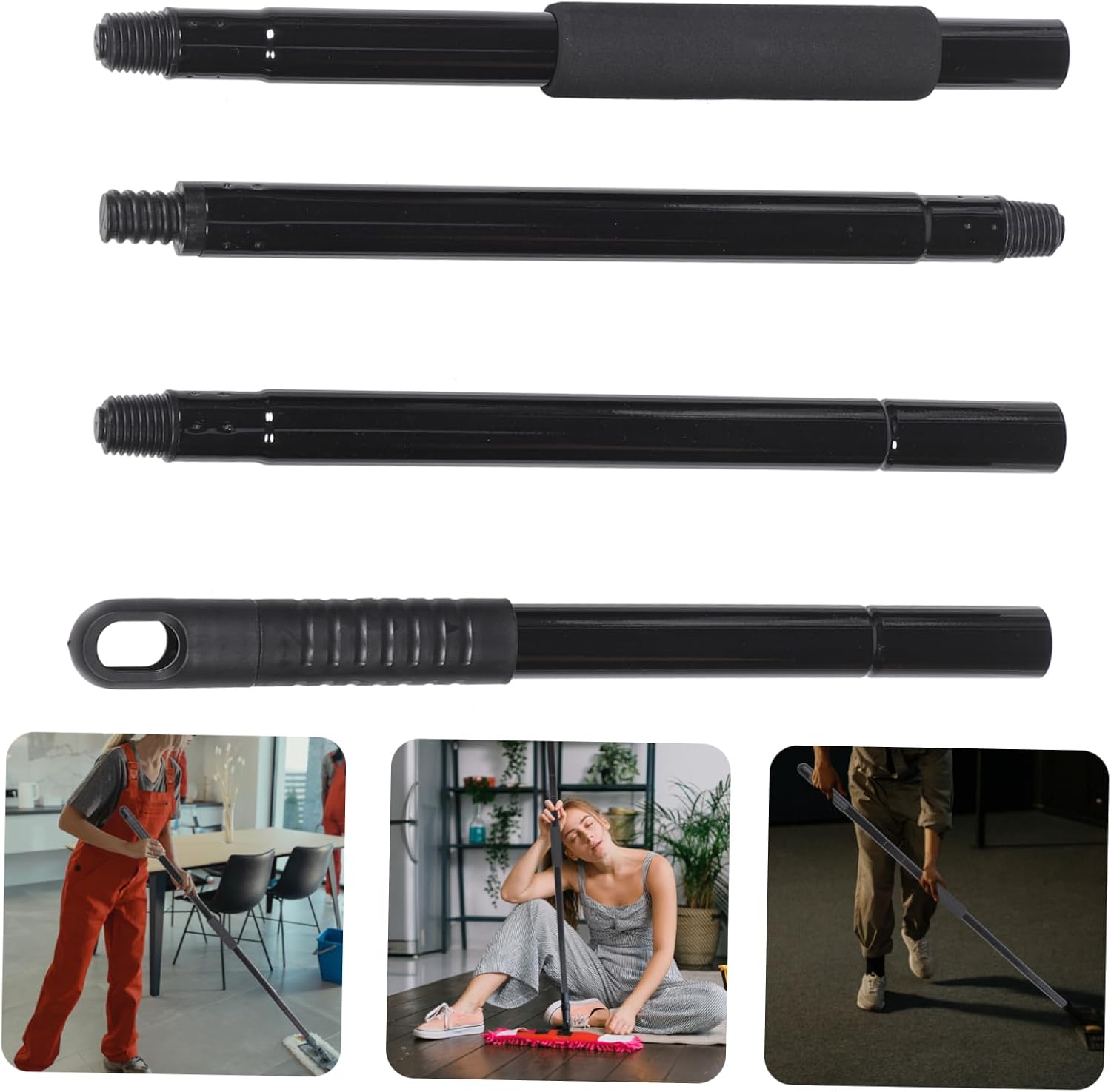 VALICLUD Metal Mop Handle Replacement Stick Threaded Section Mop Pole for Floor Cleaning Plastic Coated Tool for Home and Commercial Use Easy Self Assembly Replacement