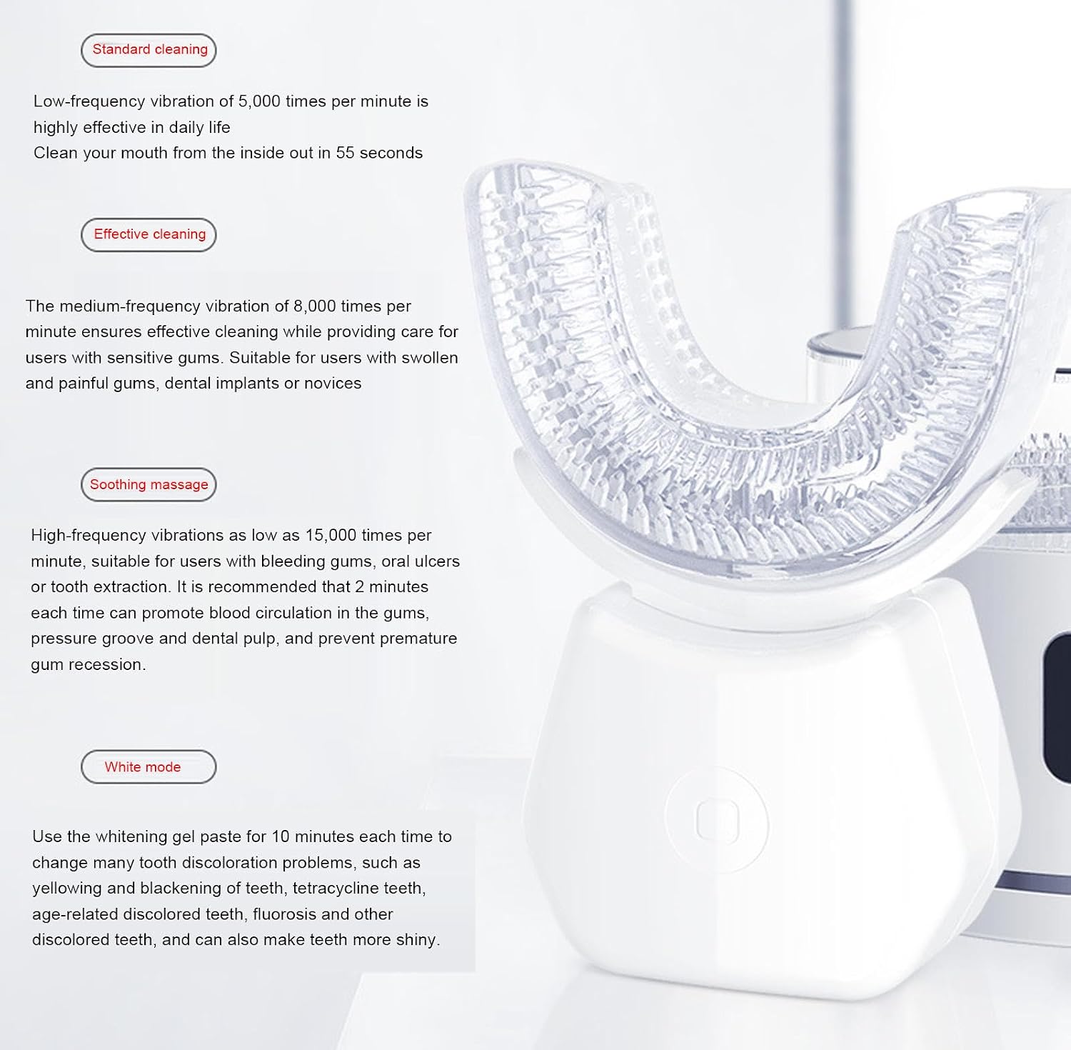VIDECOR Automatic Toothbrush 360 Auto Toothbrush for Adults, Sonic Teeth Whitening Brush & Wireless Charging