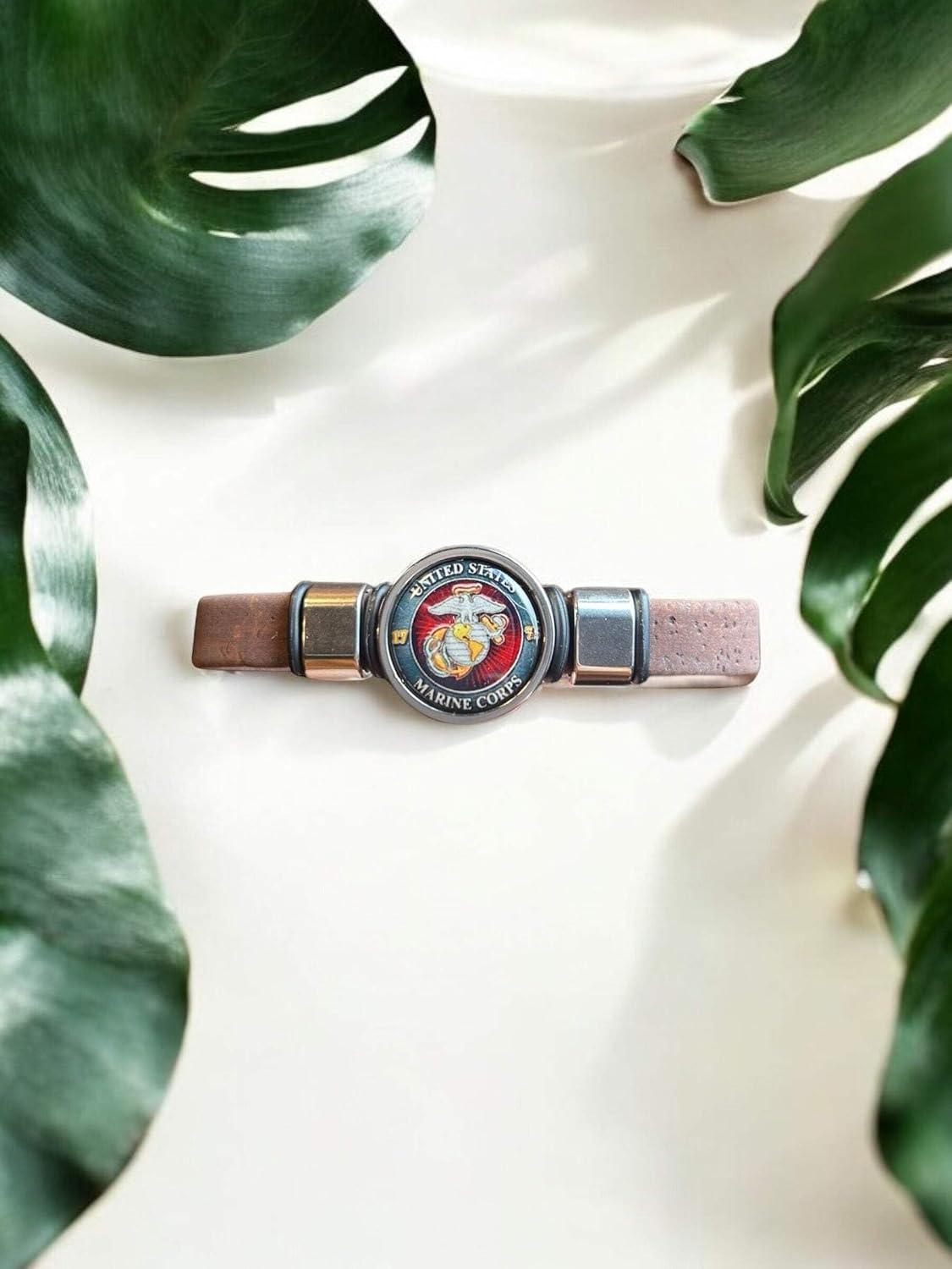 Marine Corps Unisex Brown Cork Bracelet | USA Made | Officially Licensed | Gift Boxed |Sustainable