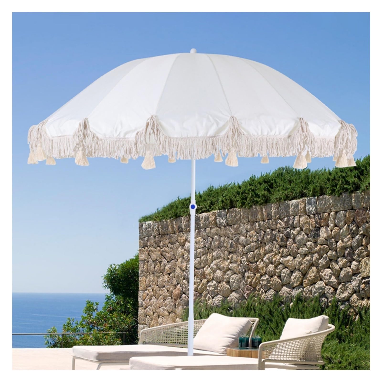 WQPMNYG 20m Beach UmbrellaUV Protection Market Umbrella with White Fringe for Patio Garden Balcony Outdoor ActivitiesStylish Durable and Sunshade (No Stand)