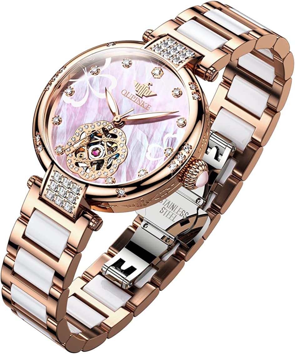 Amazon.co.jp: OUPINKE レデイース腕時計 自動巻き 機械式 うで
