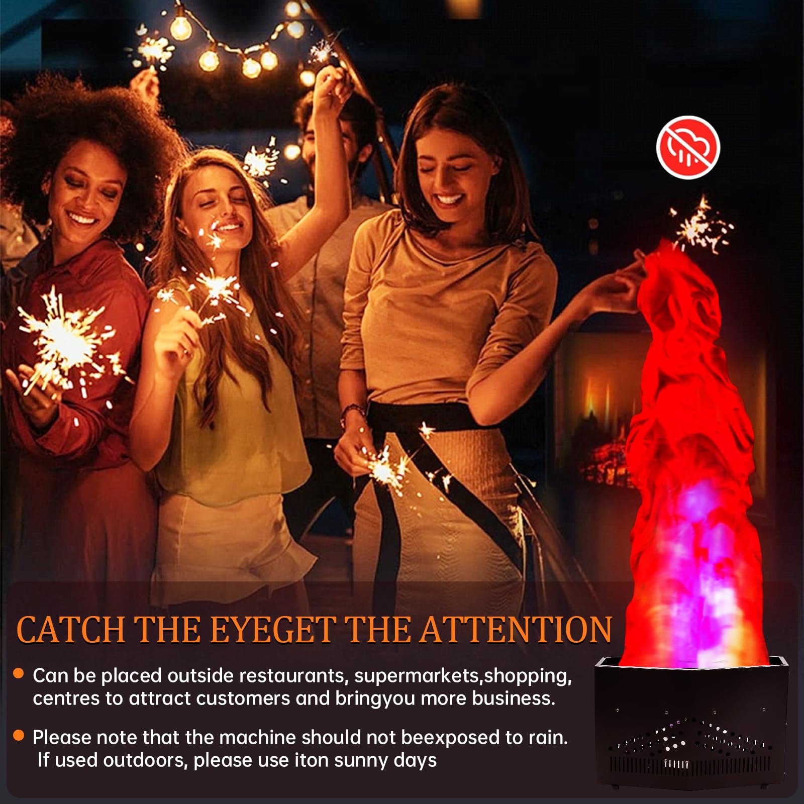 Finta fiamma di fuoco con 36 luci a LED da 1,5 m, effetto atmosfera artificiale, per palcoscenico, Halloween, DJ, feste, discoteca, falò, feste, vacanze speciali