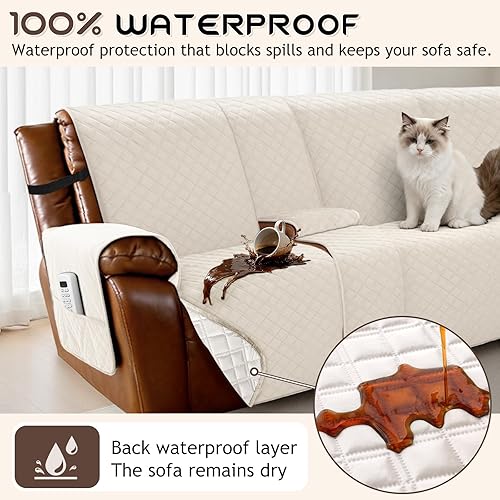 Miniatura 2 de Arfntevss Fundas impermeables para sofá modular reclinable en forma de L, antideslizantes, lavables, juegos de fundas para muebles de perro (5