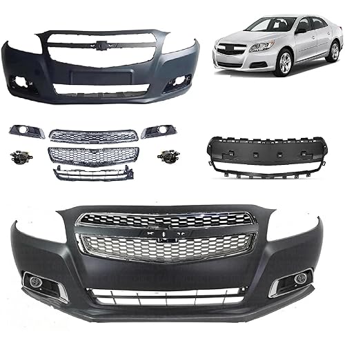Complete Front Bumper Cover Assembly with Grille & Fog Lights Compatible with 2013 Chevy Malibu