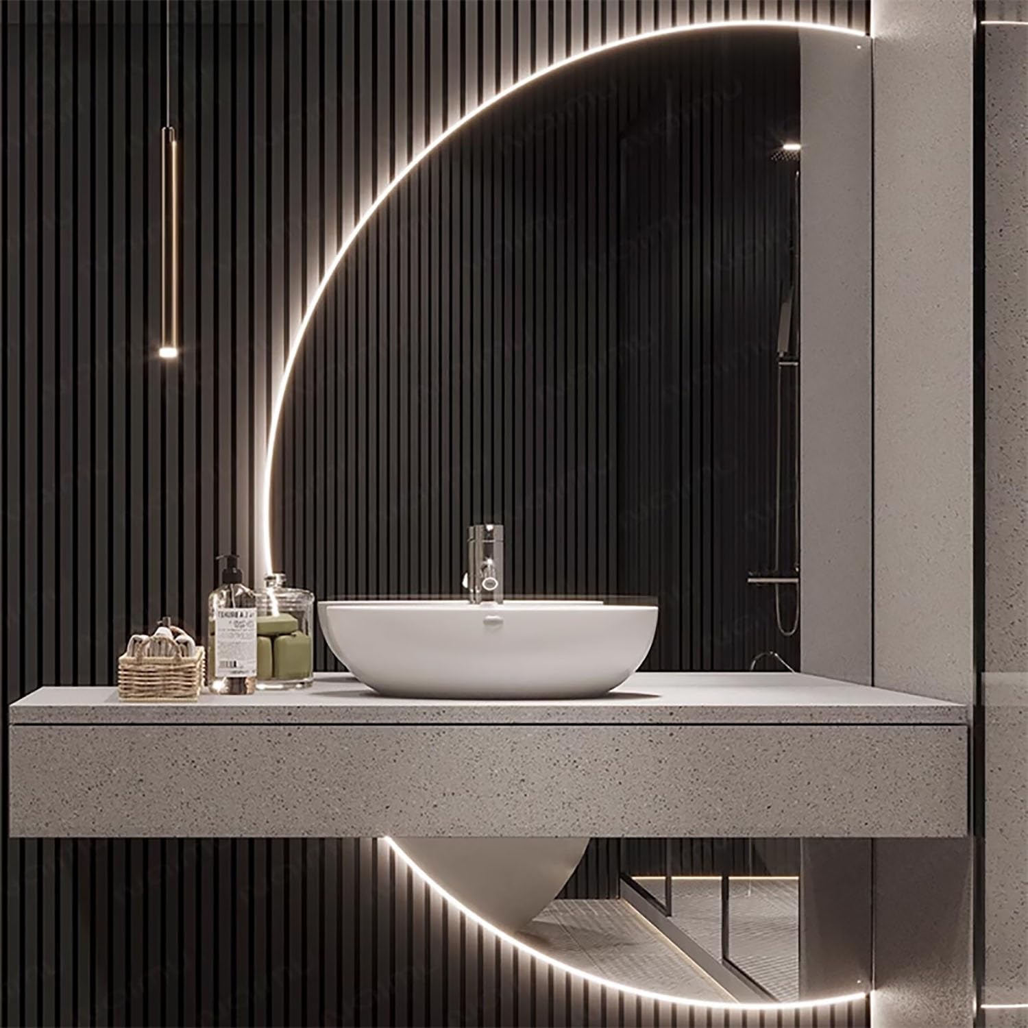 FGXHHS LED Illuminated Wall Mirror with Dimmable Backlight and Anti-Fog Feature for Bathroom, Bedroom, Entryway Decor