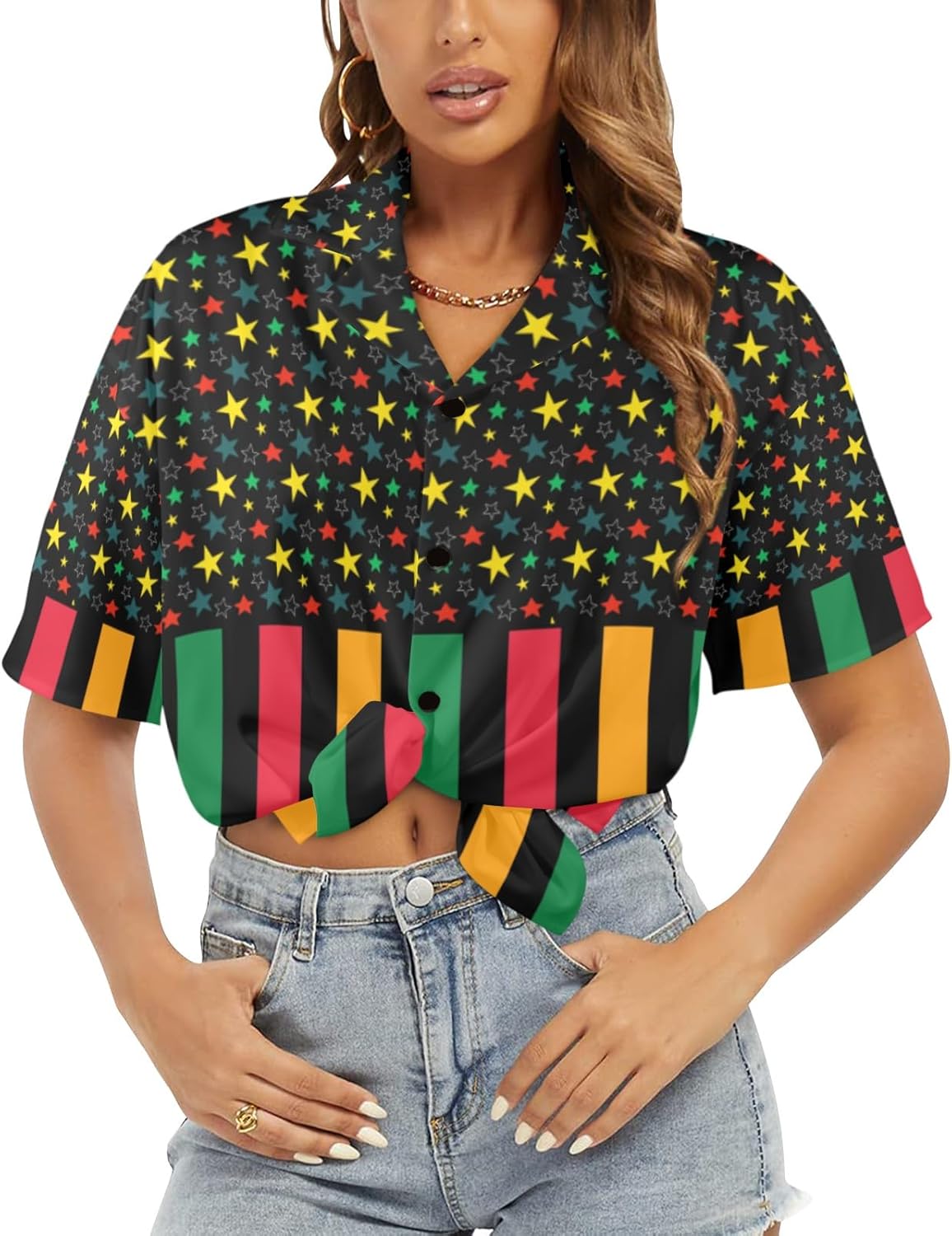 Hawaiian Shirt for Women Short Sleeve Button Down Funny Casual Summer Tropical Beach Aloha Shirts Hawaii Party Holiday