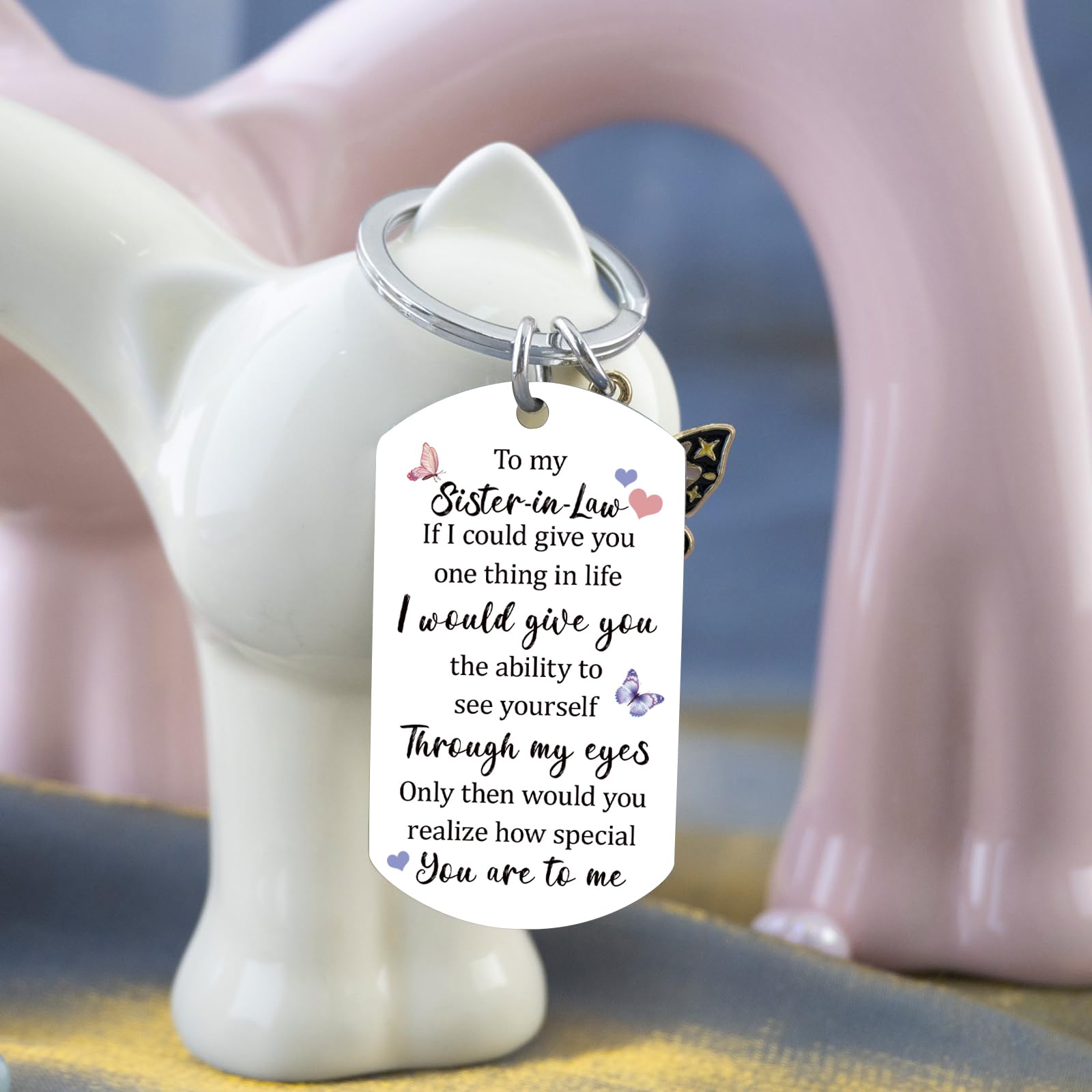 Sister In Law Gifts for Women Birthday Gifts for Sister In Law Mothers Day Women Unique Wedding Gift Sentimental Butterfly Keychain