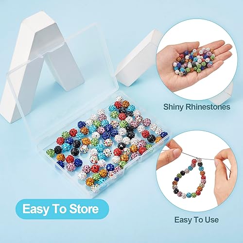 Miniatura 2 de Pandahall - 100 cuentas de arcilla de bola de discoteca pavé, 10 colores, cuentas de arcilla polimérica con diamantes de imitación, cuentas