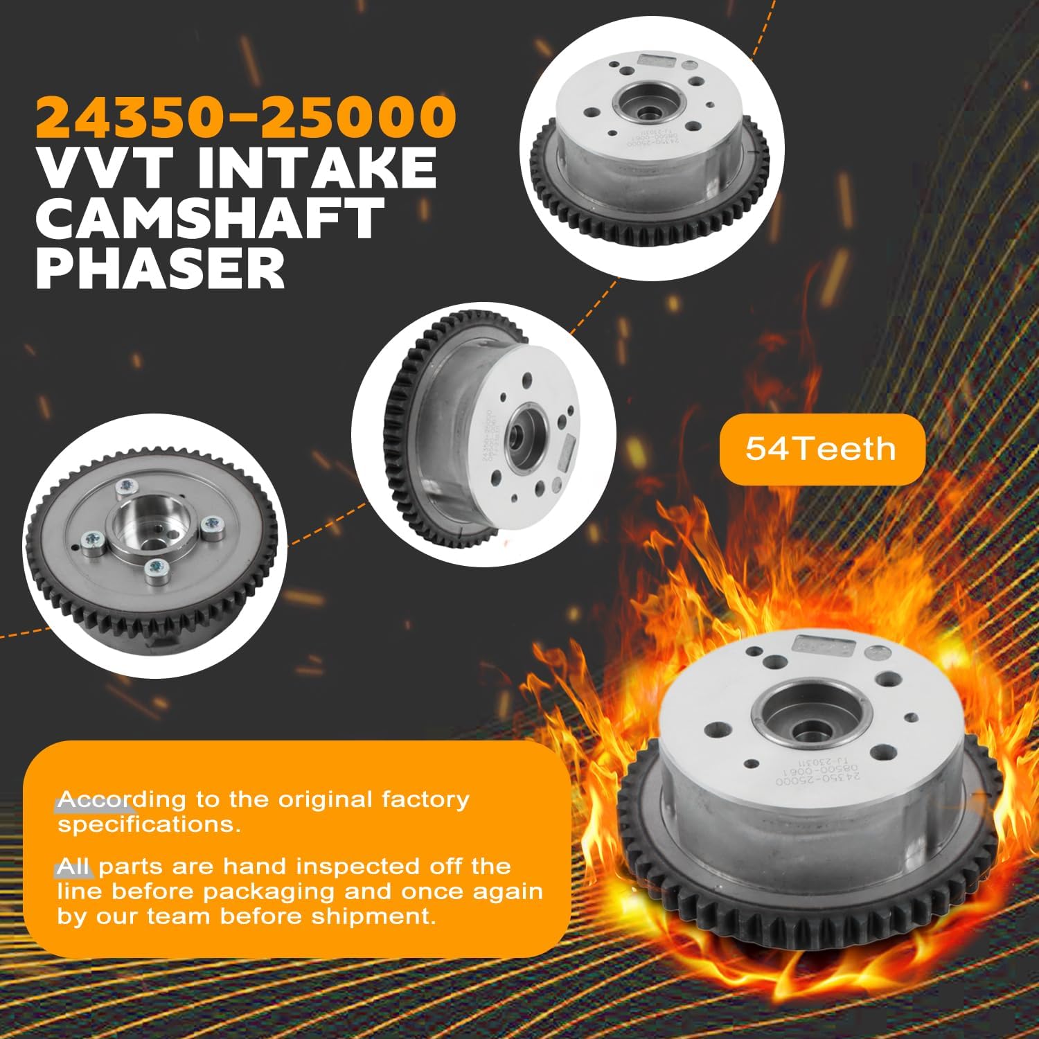 PANGOLIN 2PCS Intake Exhaust Camshaft Sprocket VVT Timing Cam Gear fit for Genesis Coupe Santa Fe Sonata Tucson 2.4L Engine, Replace OE 24350-25000 24370-2G000 916-563