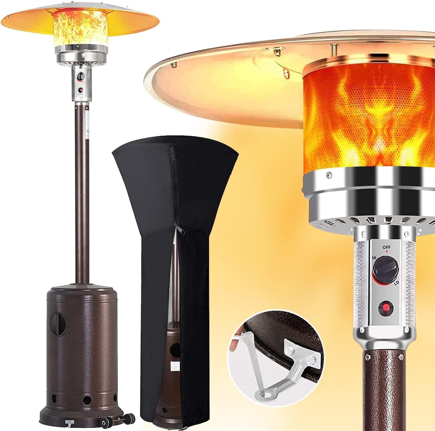 Outdoor Patio Heater Propane Heater - 48000 BTU Rapid Heating Outdoor Heaters Floor Standing Patio Heaters with Portable Wheels and Cover Outdoor Gas Heater for Commercial Residential : Patio, Lawn & Garden