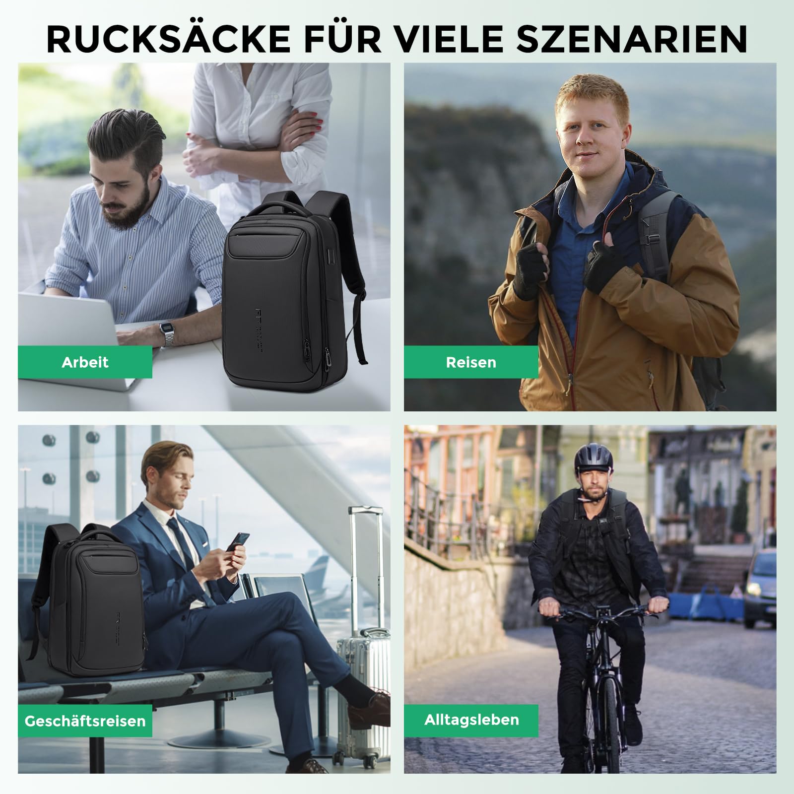 FFenree.geer Business Rucksack Herren 15,6 Zoll Laptop Rucksack, 1800D | USB-Anschluss Anti-Diebstahl Wasserdicht Office Backpack, Erweiterbar 26L-36L für Reiserucksack, Handgepäck & Tagesrucksäcke