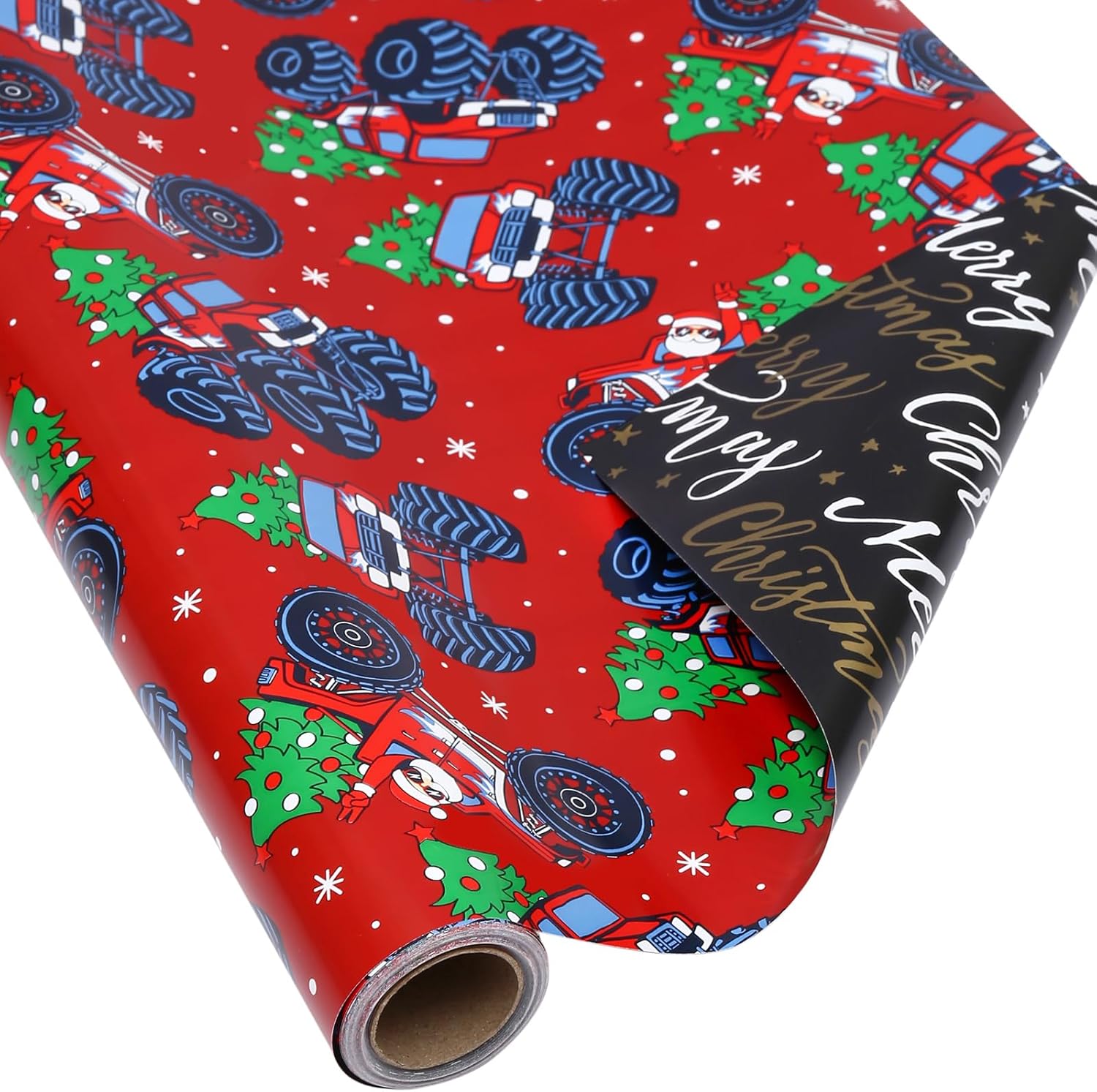 AUCLAY Reversible Christmas Wrapping Paper Roll for Kids