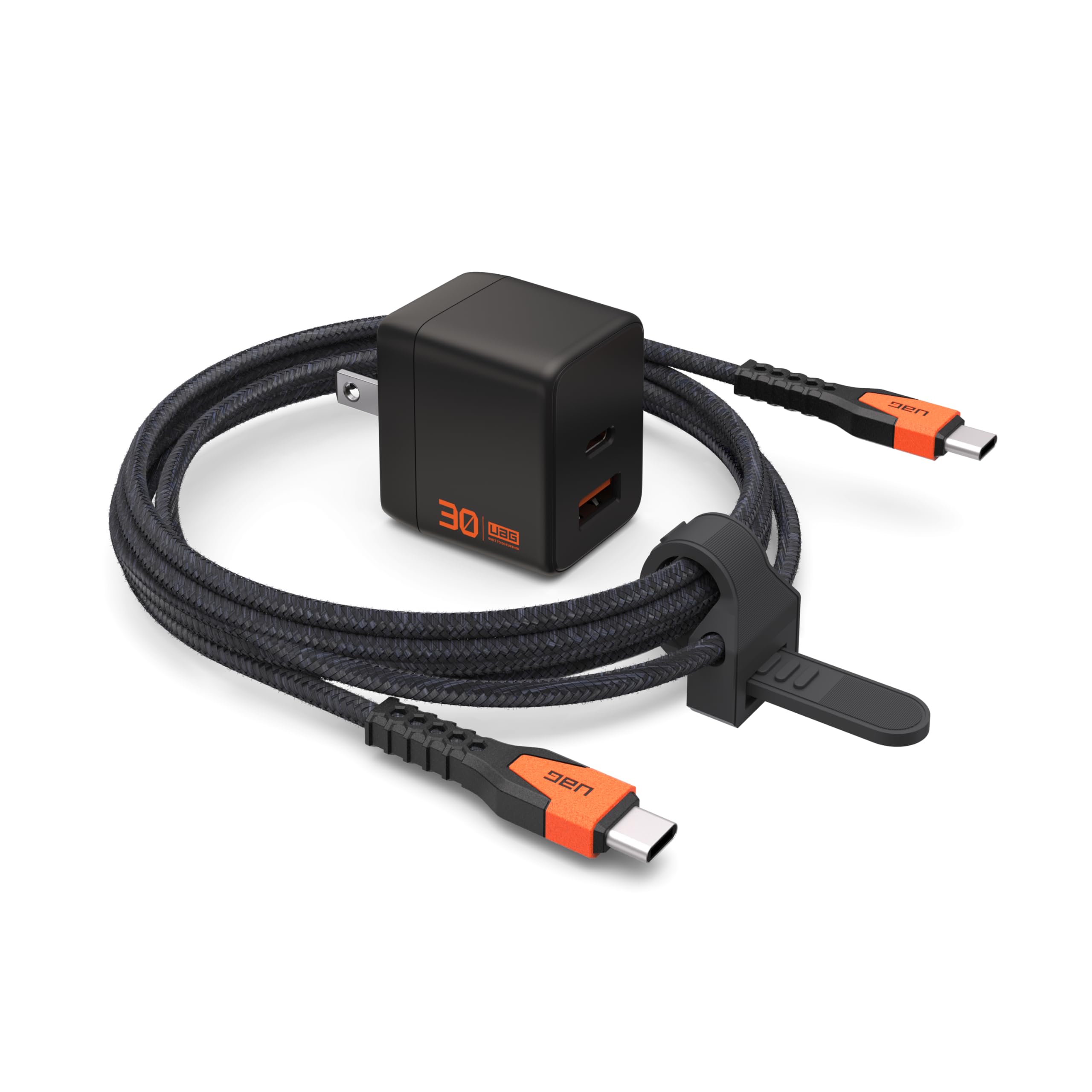 URBAN ARMOR GEAR UAG SRG 30W GaN 2-Port Wall Charger Bundle with Power Cable USB-C to USB-C Black