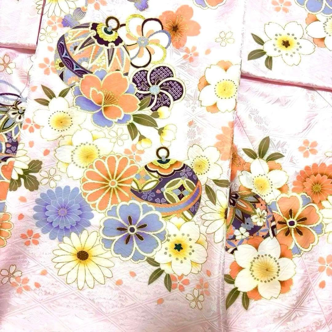 日本製スノーピンク 正絹 本金彩 京友禅お宮参り 産着長襦袢付