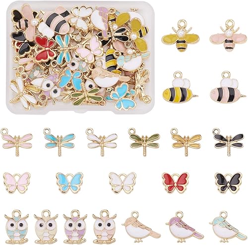 Vista 154 de Cheriswelry 30 dijes de aleación de cono de pino y ardilla, chapados en oro claro, con forma de cono de pino y ardilla, adornos colgantes de 0.47 a