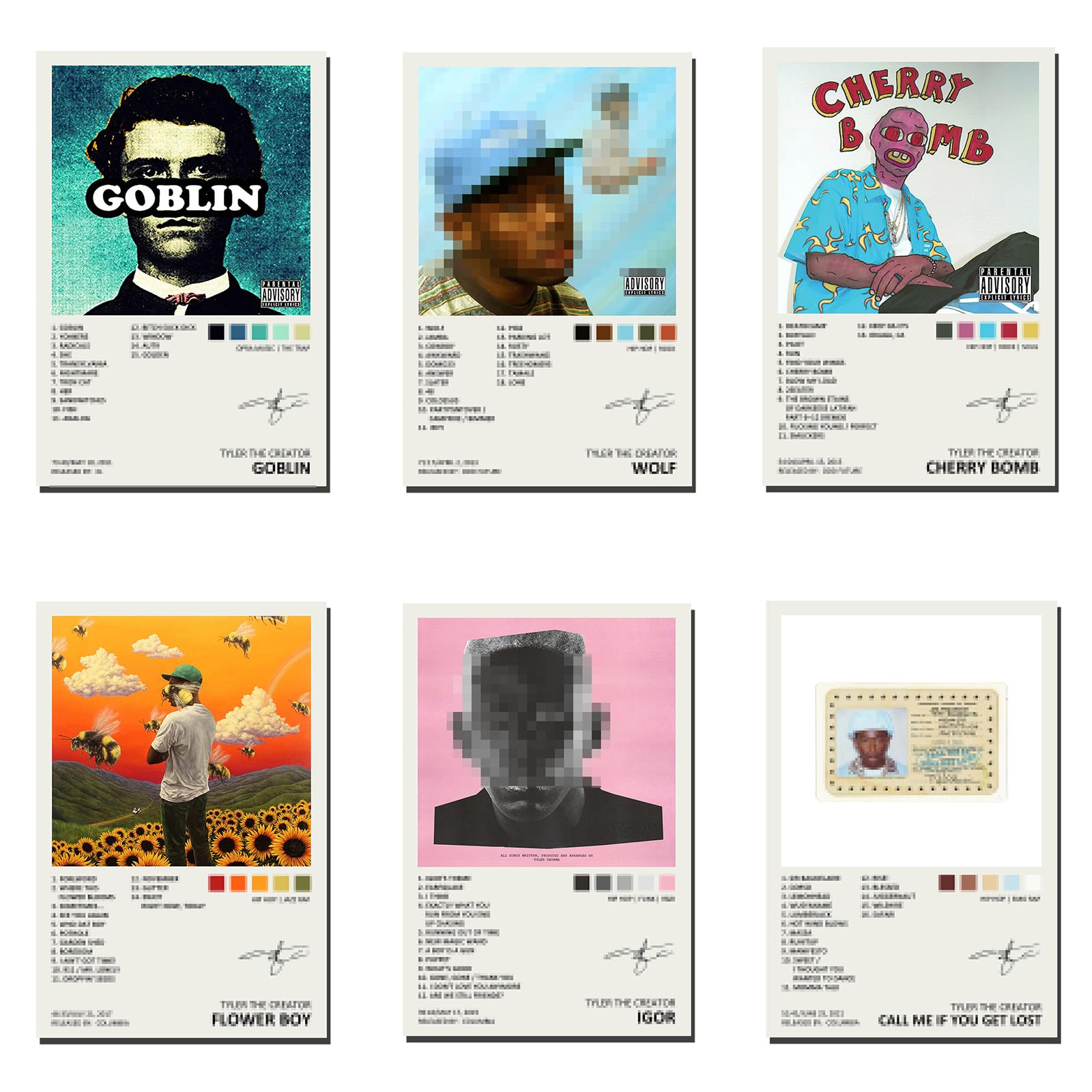 Tyler Poster The Creator Album Cover Limited Edition Paper Posters (Set of 6) Unframed 8in X 12in(20 X 30cm)