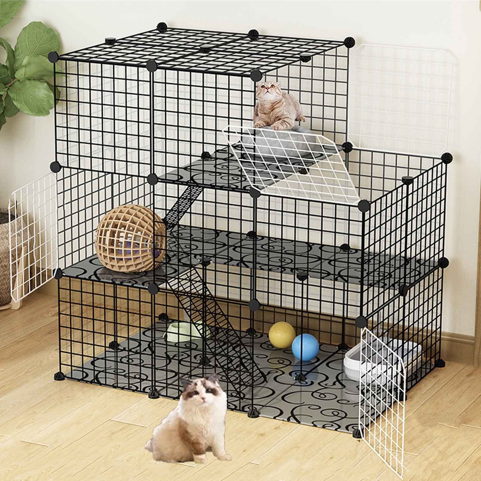 Jaulas para Gatos para Interior Grande L, Jaula para Perros, Jaula para Animales pequeños, Parques para Perros/Parque para Conejos/Parque para cobayas, Montaje de Bricolaje, Soporte de Carga súpe