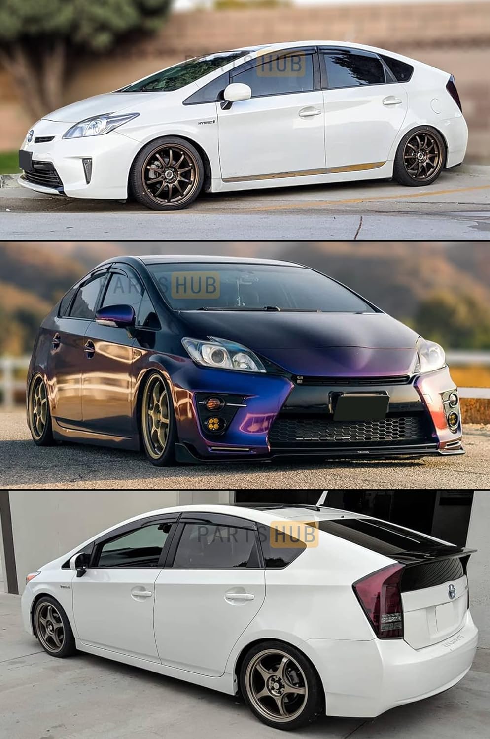Fits for 2010-2015 Toyota Prius JDM 3D Wavy Mugen Style Window Visor Rain Guard Deflector