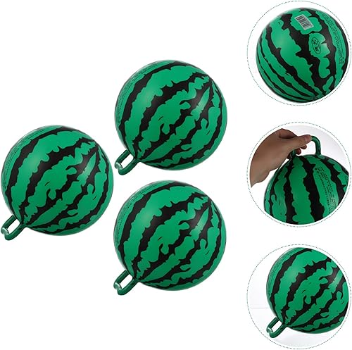 Miniatura 3 de jojofuny - Bola inflable de sandía 3 piezas de bola de PVC de sandía para niños bola de salto animosa con mango para decoración de piscina de fiesta